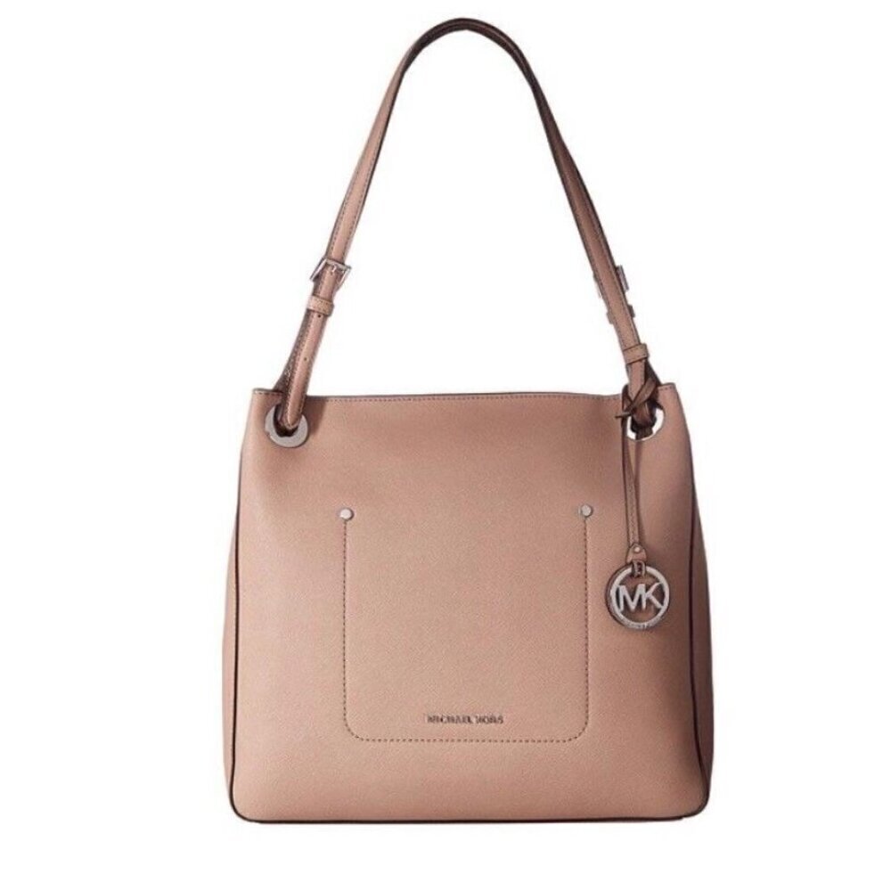 MK MICHAEL KORS Walsh Saffiano Leather Tote Fawn Silver Hardware 11.8"x 11"x 4”